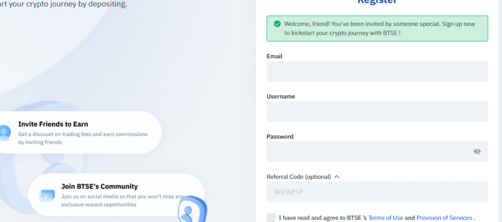 How to Apply the BTSE Referral Code