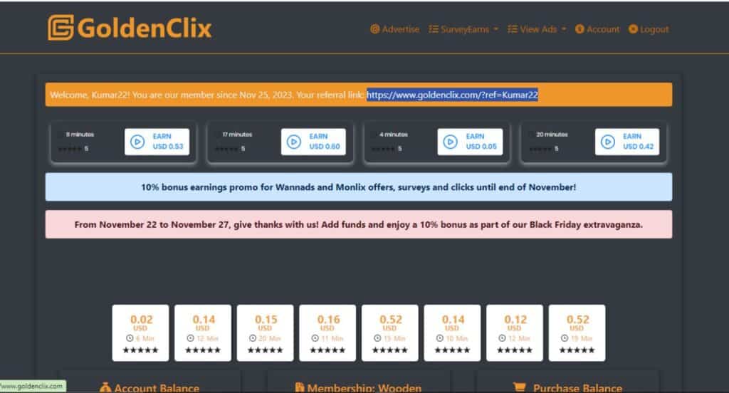 Golden Clix Referral Code (Kumar22) you get $20 signup bonus.