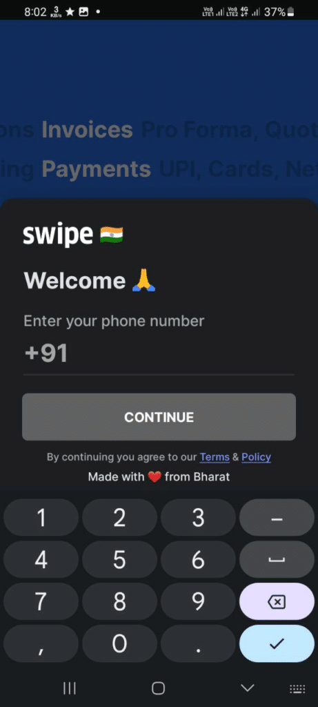 Swipe Billing App Referral Code (rjAH) get ₹150 as a signup bonus.