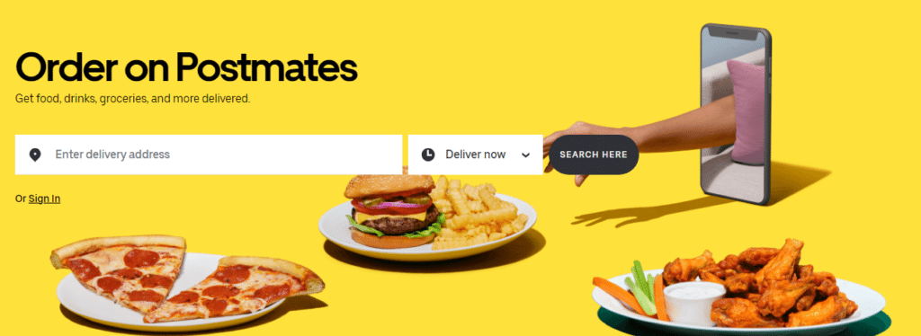 Postmates Discount Code (happy) get 60% off your food order.