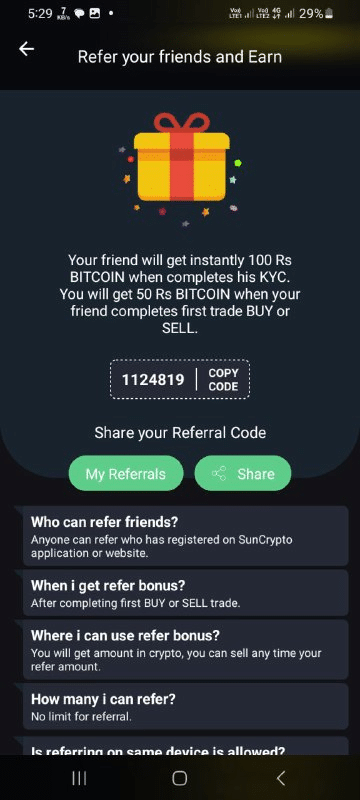 Sun Crypto Referral Code (1124819) Get $50 As a Signup Bonus.