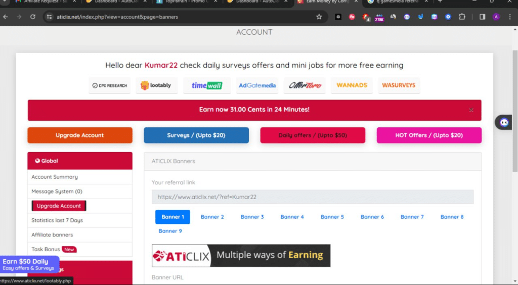 Aticlix Referral Code (Kumar22) Get $50 Signup Bonus.