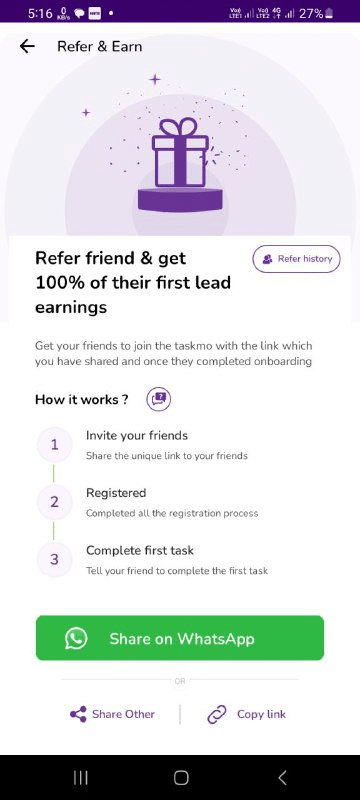 Taskmo Referral Code (3D190865) Get ₹100 As a Signup Bonus.